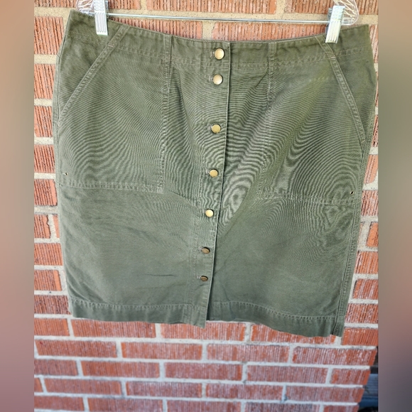 Lauren Ralph Lauren Olive Green Button Down Front Skirt Size 16W Vintage - Picture 10 of 11